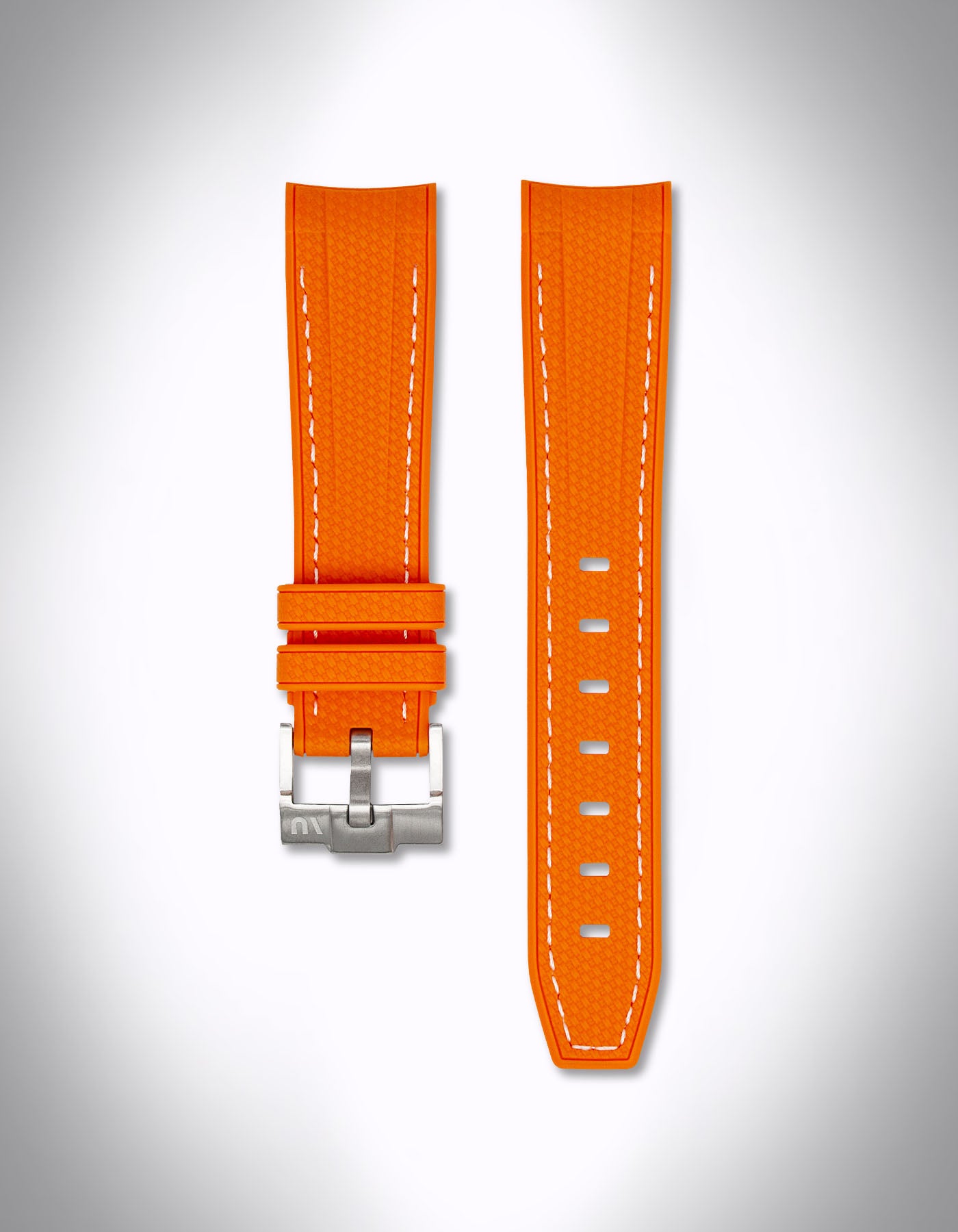 Kautschuk-Uhrenarmband für OMEGA X Swatch Speedmaster MoonSwatch – 20 mm, Curved, Rautenprägung, Orange