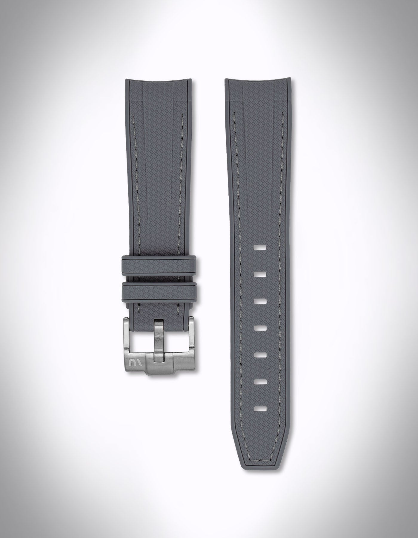 Kautschuk-Uhrenarmband für OMEGA X Swatch Speedmaster MoonSwatch – 20 mm, Curved, Rautenprägung, Grau, graue Nähte