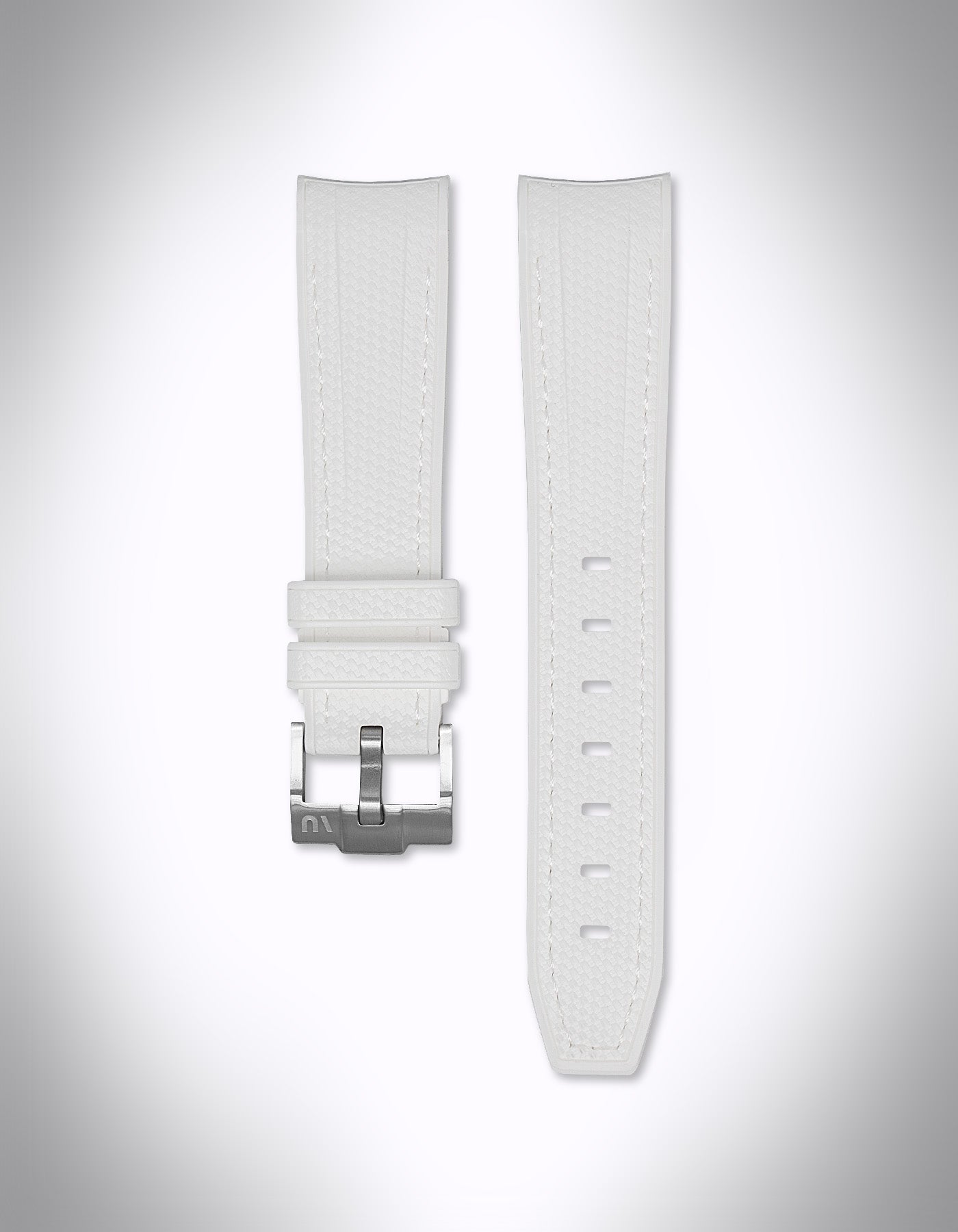 Kautschuk Uhrenarmband für OMEGA X Swatch Speedmaster MoonSwatch – 20 mm, Curved, Rautenprägung, Weiß