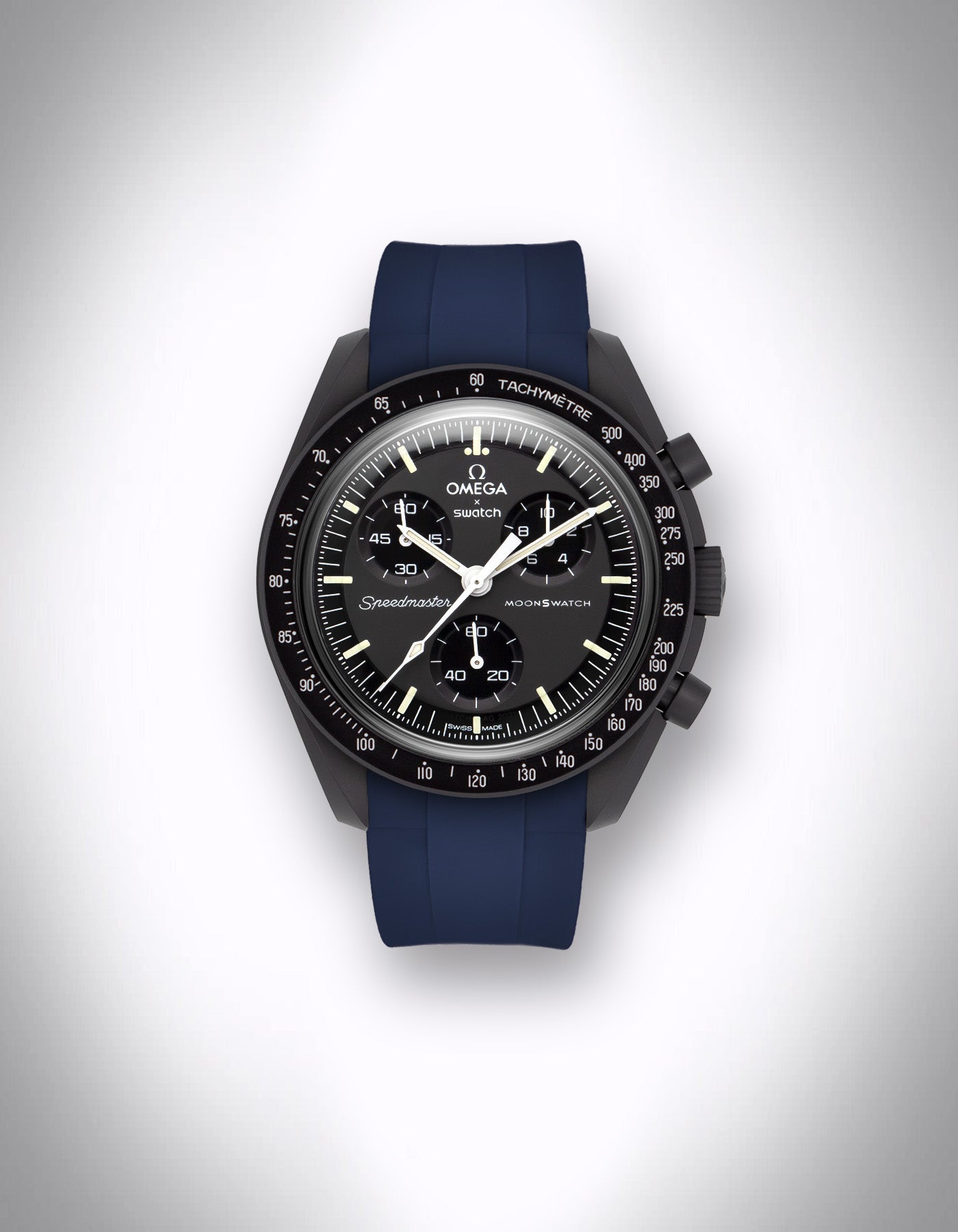 Kautschuk-Uhrenarmband für OMEGA X Swatch Speedmaster MoonSwatch – 20 mm, Curved, Blau