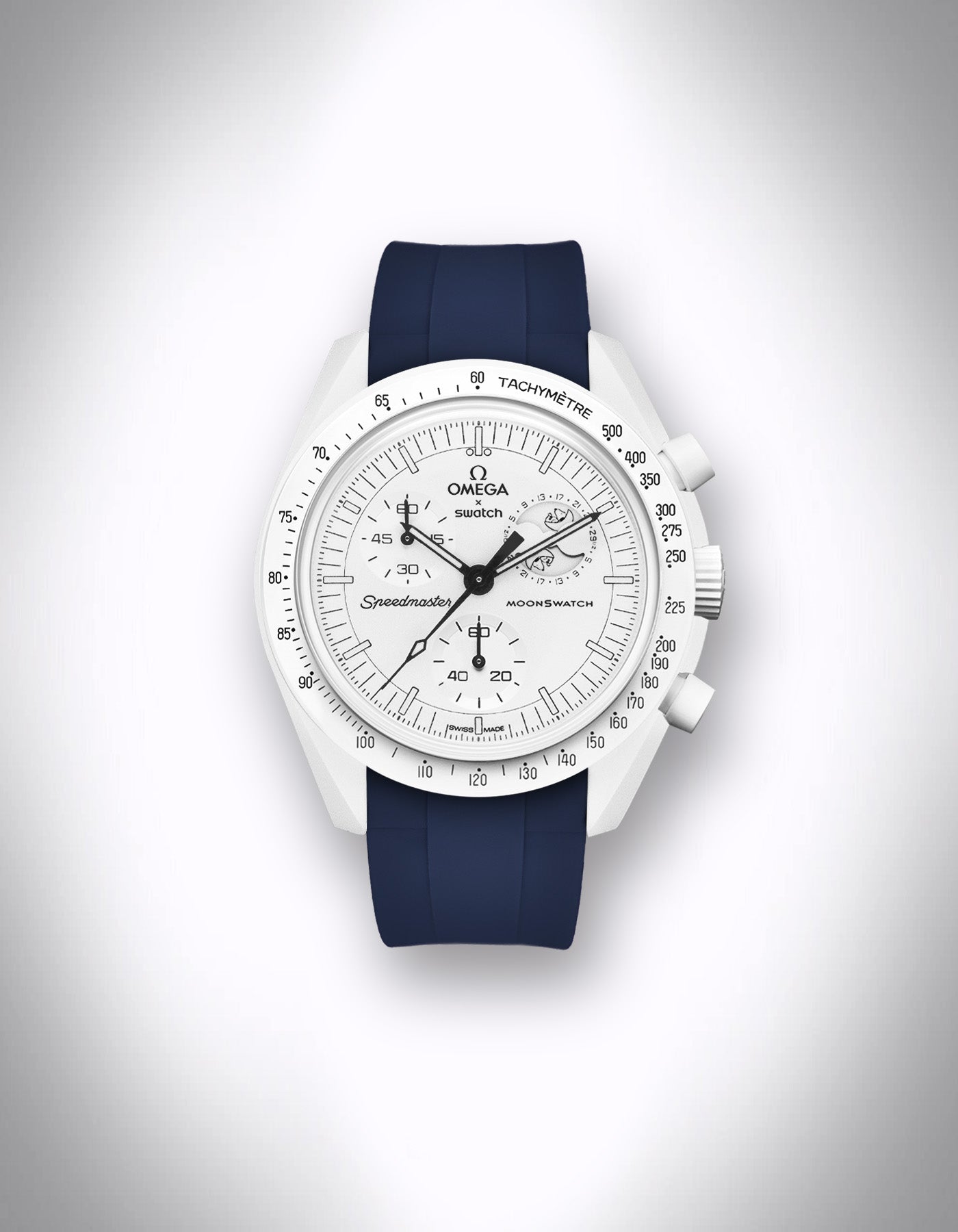Kautschuk-Uhrenarmband für OMEGA X Swatch Speedmaster MoonSwatch – 20 mm, Curved, Blau