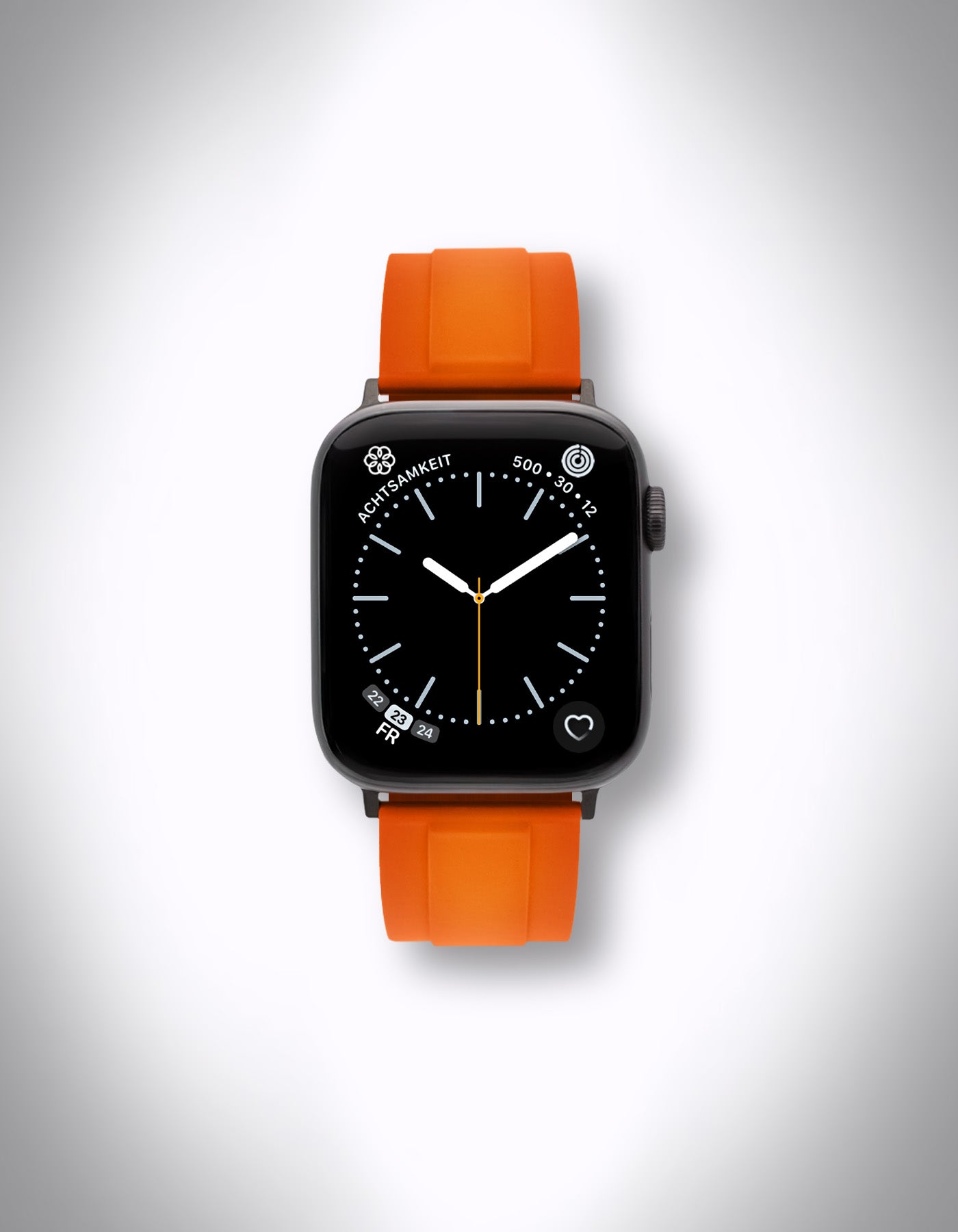 Apple Watch Ultra 2 Schwarz Premium-Armband „Helios“ – 22 mm, FKM, Orange