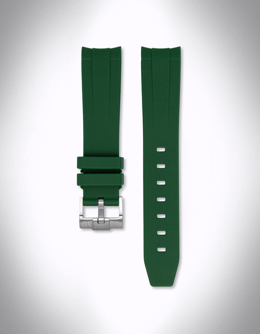 Kautschuk-Uhrenarmband „Evergreen“ – 20 mm, Curved, Dunkelgrün