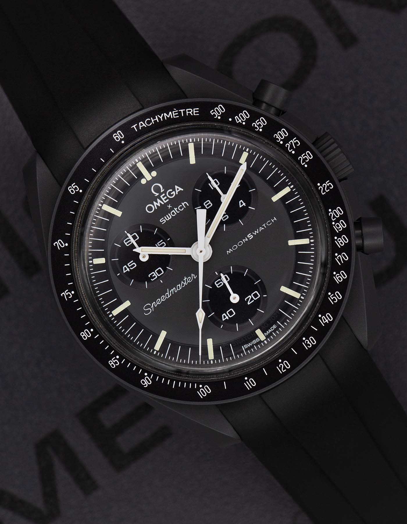 Kautschuk-Uhrenarmband für OMEGA X Swatch Speedmaster MoonSwatch – 20 mm, LSR, Curved, Schwarz