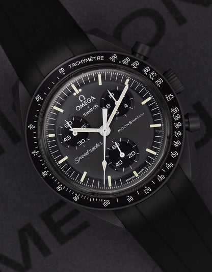 Kautschuk-Uhrenarmband für OMEGA X Swatch Speedmaster MoonSwatch – 20 mm, LSR, Curved, Schwarz