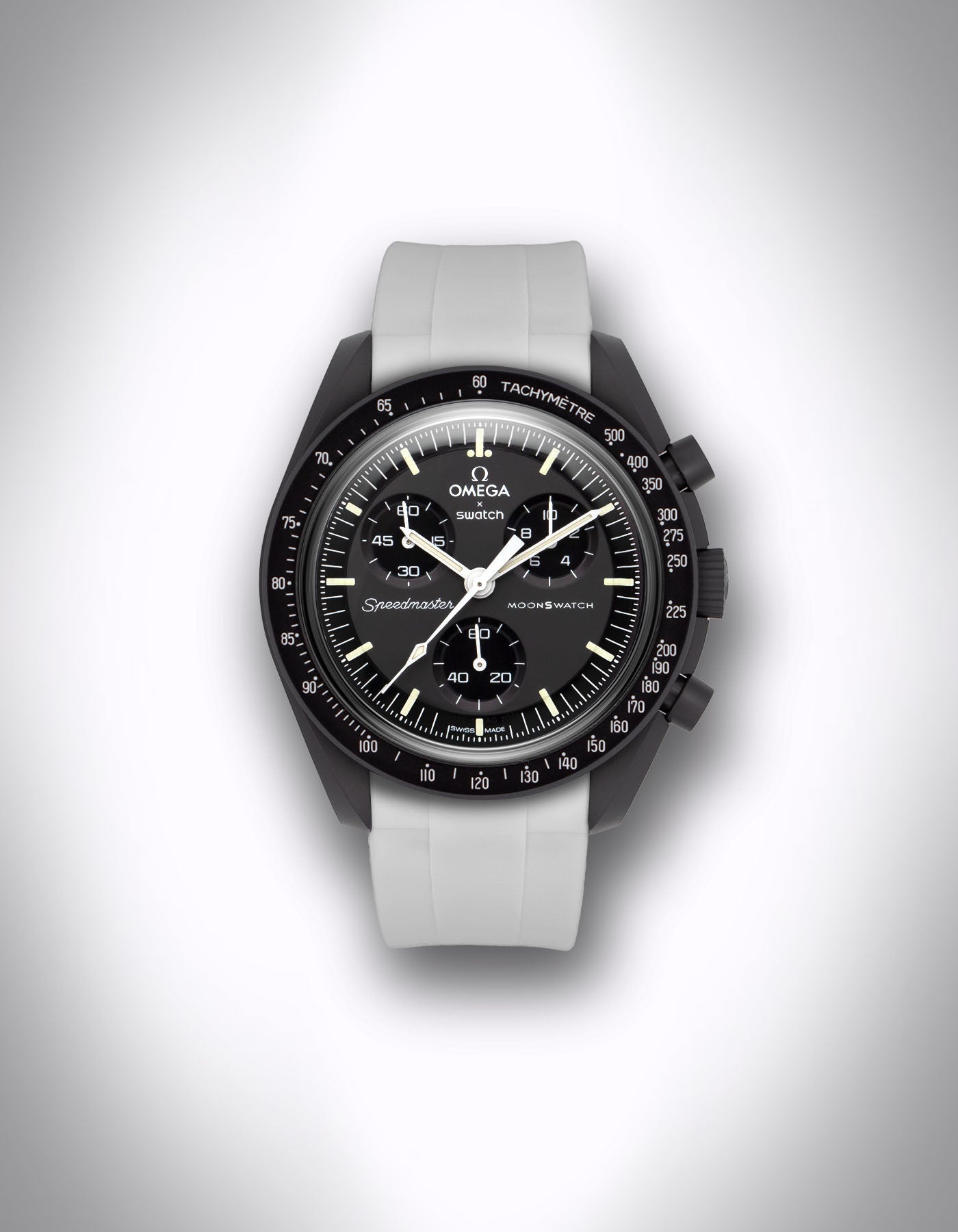 Kautschuk-Uhrenarmband für OMEGA X Swatch Speedmaster MoonSwatch – 20 mm, Curved, Weiß