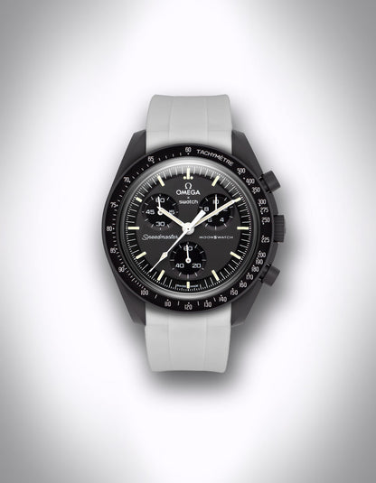 Kautschuk-Uhrenarmband für OMEGA X Swatch Speedmaster MoonSwatch – 20 mm, Curved, Weiß