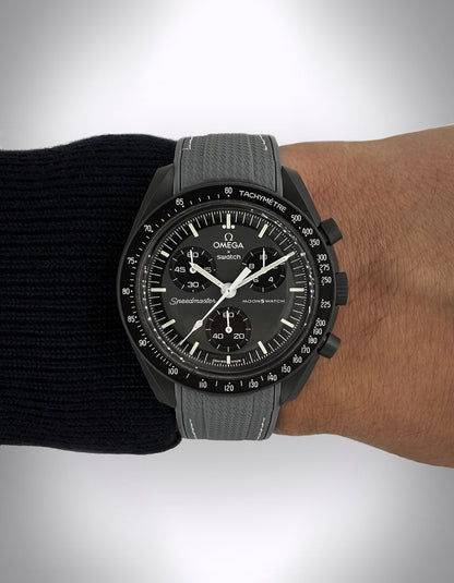 Moonstone Rubber Watch Strap - OMEGA X Swatch Speedmaster MoonSwatch - 20mm Curved Gray