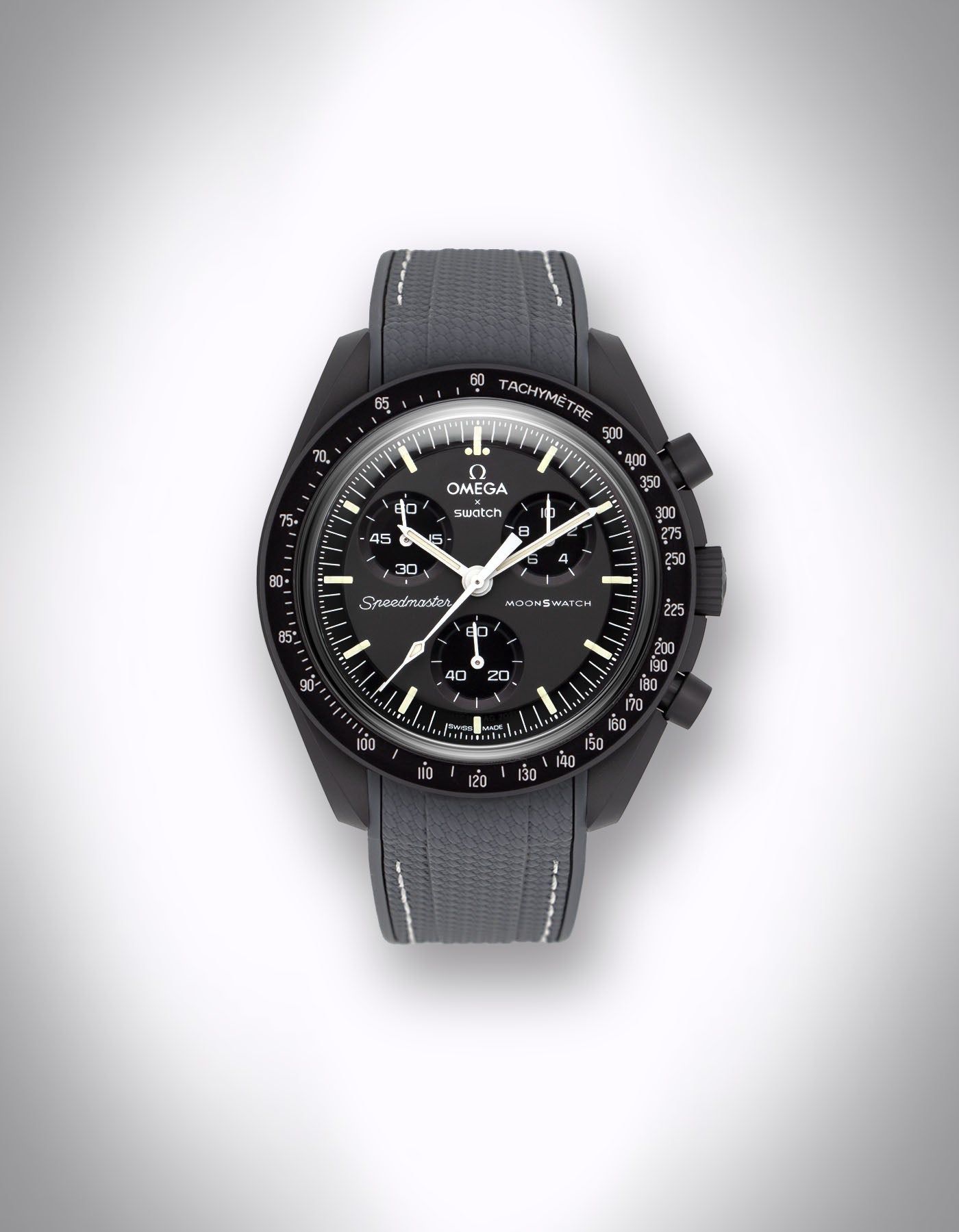 Moonstone Rubber Watch Strap - OMEGA X Swatch Speedmaster MoonSwatch - 20mm Curved Gray