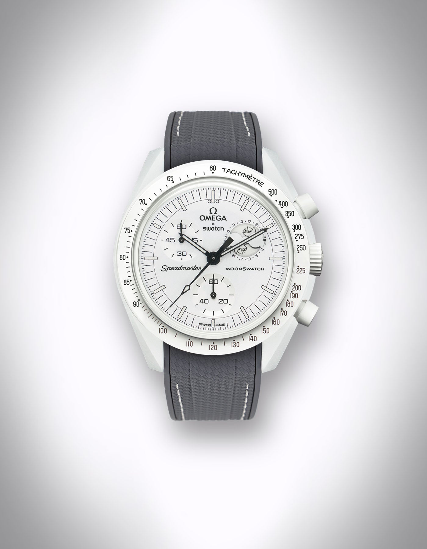 Moonstone Rubber Watch Strap - OMEGA X Swatch Speedmaster MoonSwatch - 20mm Curved Gray