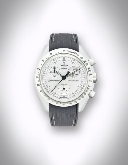 Moonstone Rubber Watch Strap - OMEGA X Swatch Speedmaster MoonSwatch - 20mm Curved Gray