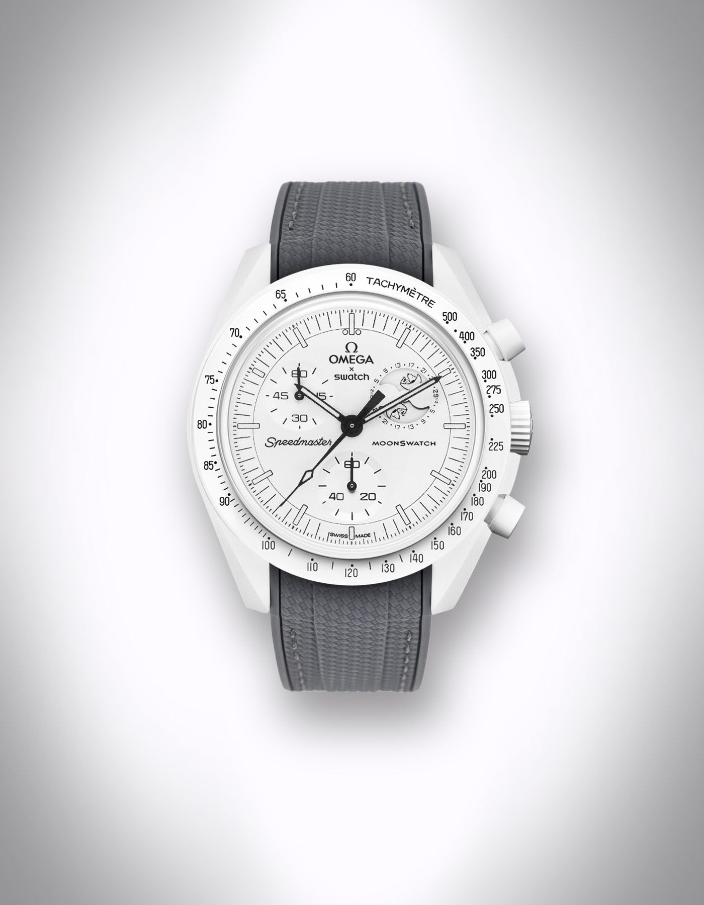 Moonstone II Rubber Watch Strap - OMEGA X Swatch Speedmaster MoonSwatch - 20mm Curved Gray