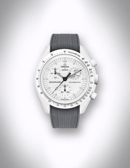 Moonstone II Rubber Watch Strap - OMEGA X Swatch Speedmaster MoonSwatch - 20mm Curved Gray