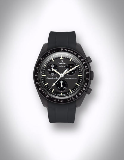 Kautschuk-Uhrenarmband für OMEGA X Swatch Speedmaster MoonSwatch – 20 mm, LSR, Curved, Schwarz