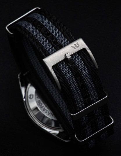 The Double-O NATO Watch Strap - 20mm Nylon Black Gray